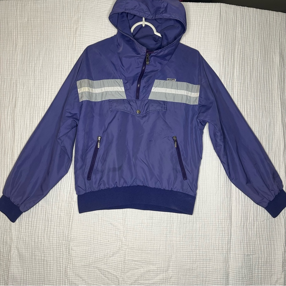 Vintage Late 80’s Descente Unisex Pullover Hooded Jacket Windbreaker Purple M